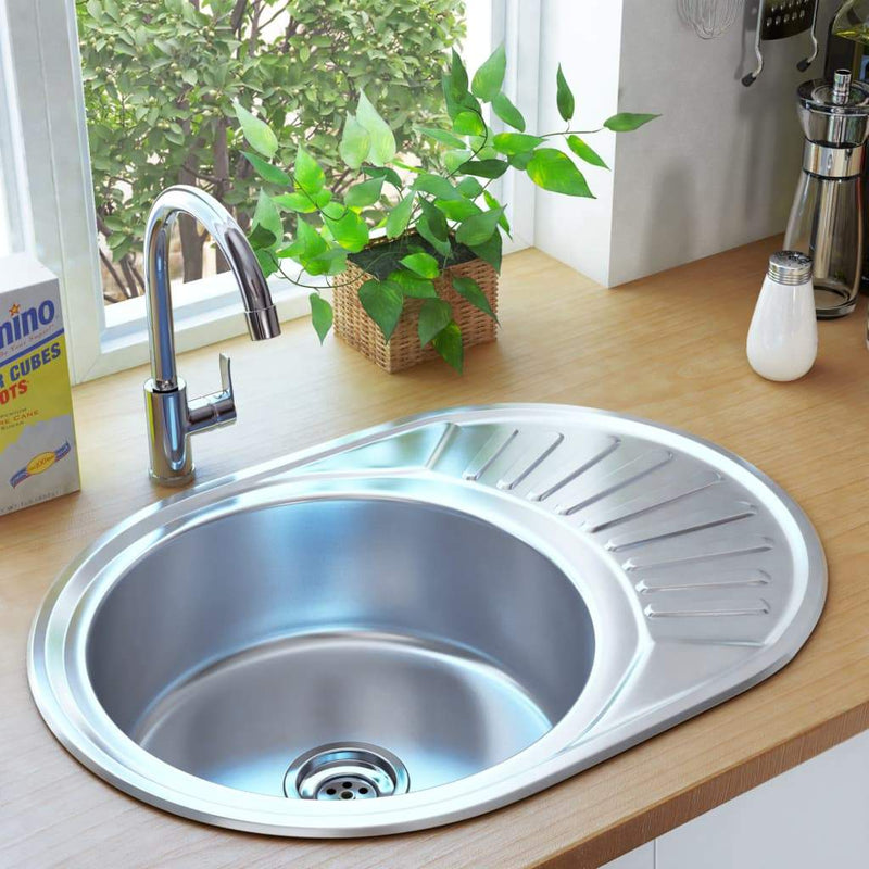 vidaXL Kitchen Sink Stainless Steel Waste Kit Single/Double Basin Multi Sizes-6