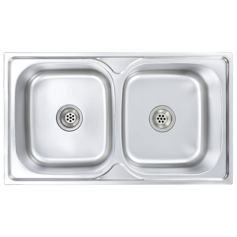 vidaXL Kitchen Sink Stainless Steel Waste Kit Single/Double Basin Multi Sizes-13