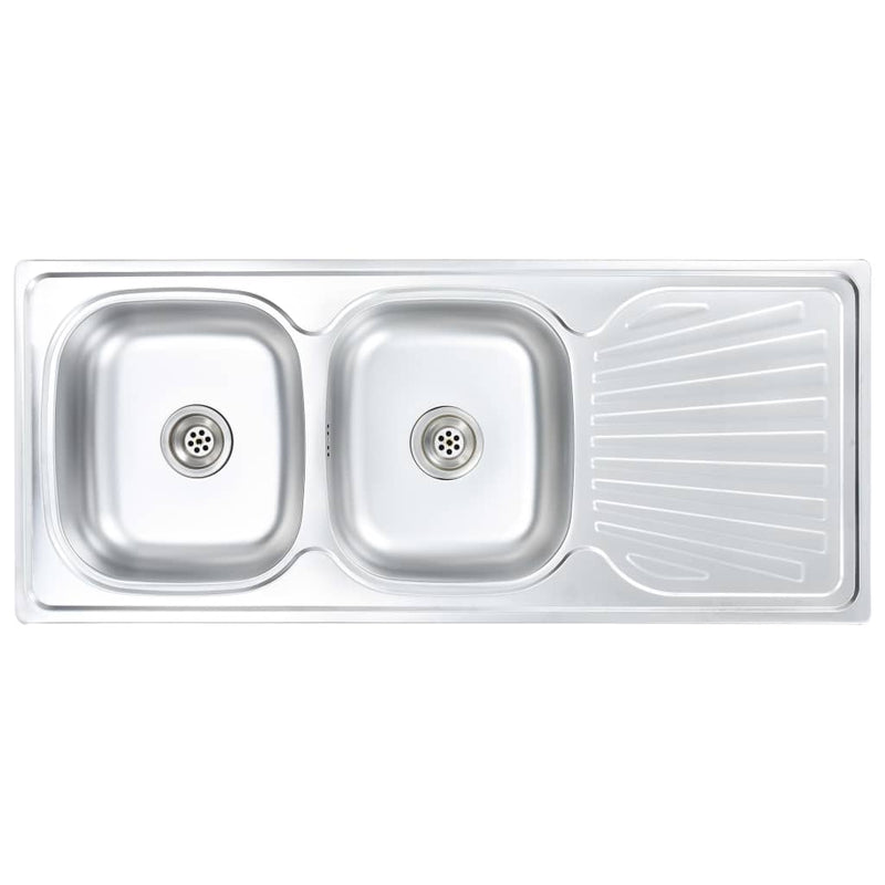 vidaXL Kitchen Sink Stainless Steel Waste Kit Single/Double Basin Multi Sizes-16