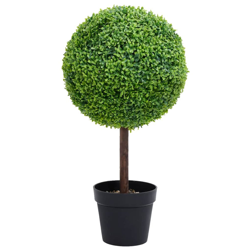 vidaXL Artificial Boxwood Plant with Pot Ball Shaped Green Decor Multi Sizes-3