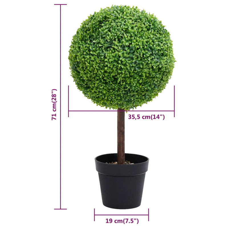 vidaXL Artificial Boxwood Plant with Pot Ball Shaped Green Decor Multi Sizes-21