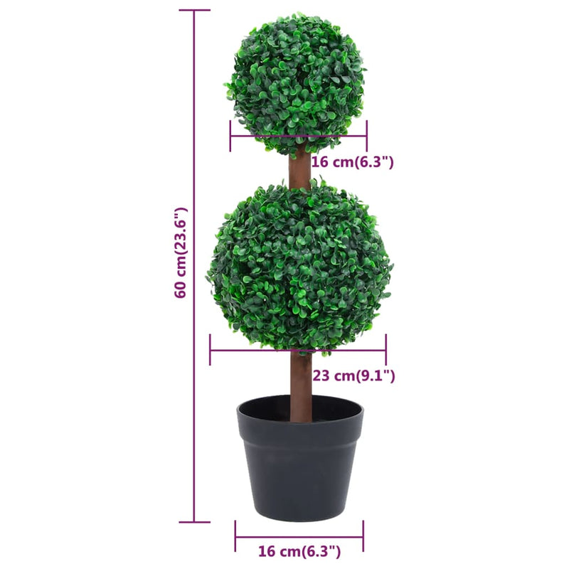 vidaXL Artificial Boxwood Plant with Pot Ball Shaped Green Decor Multi Sizes-11