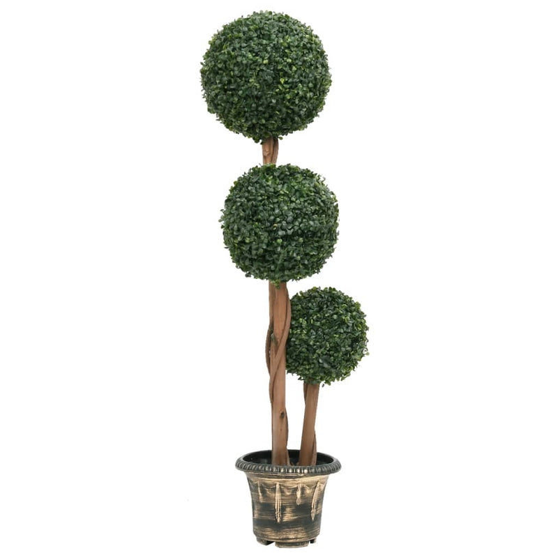 vidaXL Artificial Boxwood Plant with Pot Ball Shaped Green Decor Multi Sizes-4