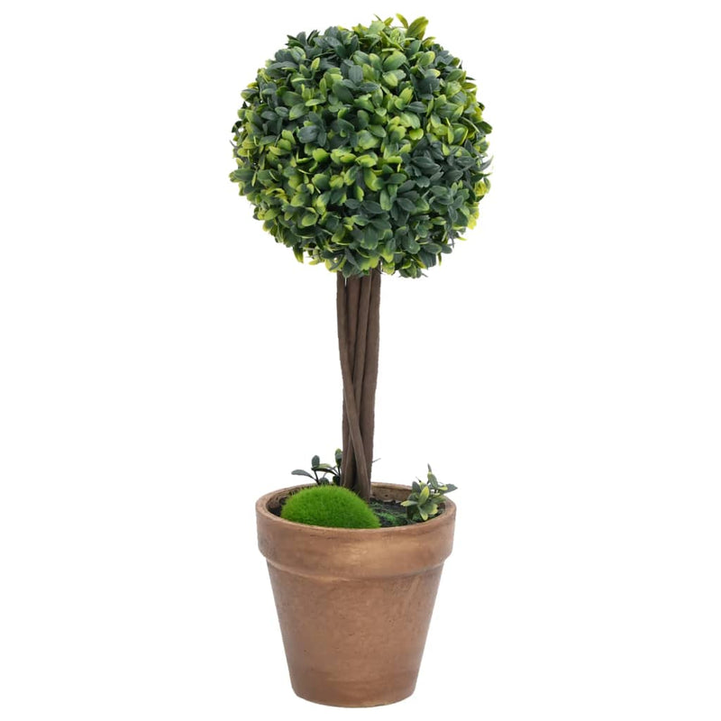 vidaXL 2x Artificial Boxwood Plants with Pots Ball Shaped Green Multi Sizes-5