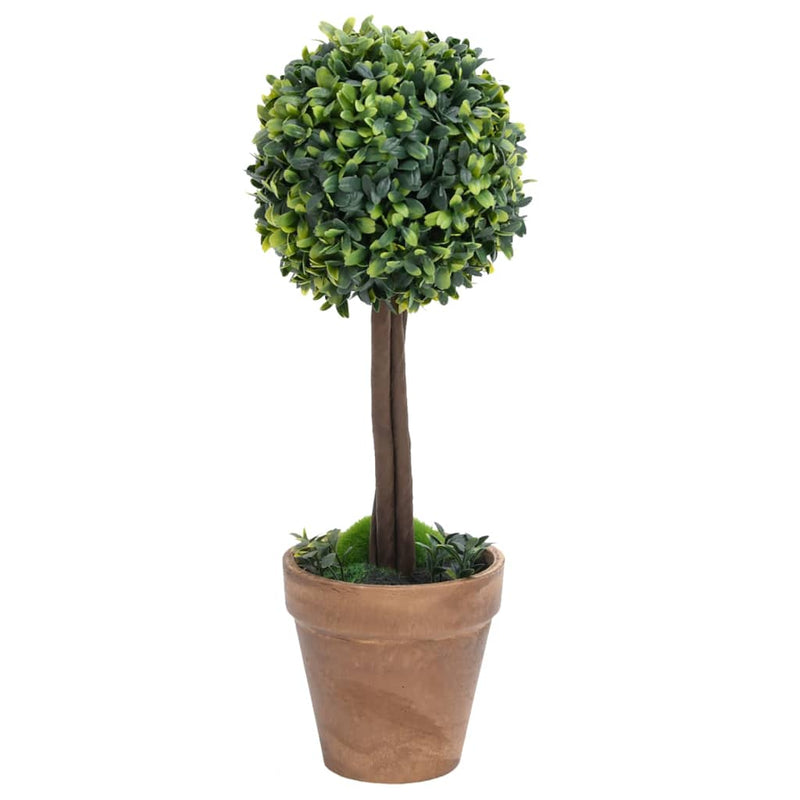 vidaXL 2x Artificial Boxwood Plants with Pots Ball Shaped Green Multi Sizes-6