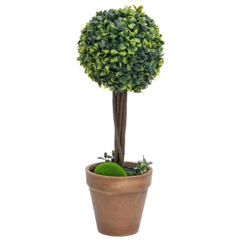 vidaXL 2x Artificial Boxwood Plants with Pots Ball Shaped Green Multi Sizes-11