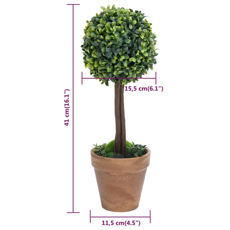 vidaXL 2x Artificial Boxwood Plants with Pots Ball Shaped Green Multi Sizes-15