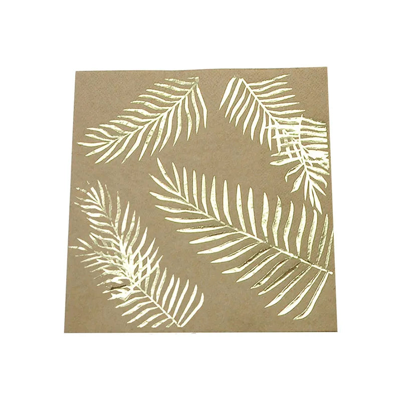 32pcs 8Guests Disposable Palm Leaf Kraft Gold Foil Tableware Sets Plates Cups Napkins Birthday Party Wedding Decration Eco