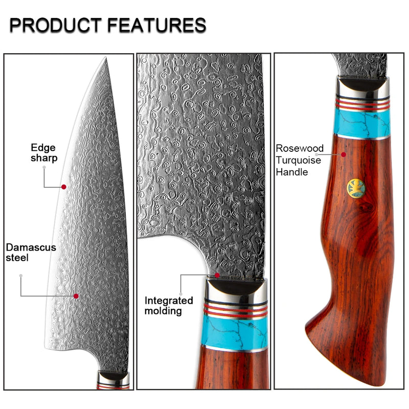 XITUO Damascus Butcher Knives Sharp professional Chef knife Cleaver VG10 Damascus Steel Kitchen Knives Utility Cooking tools