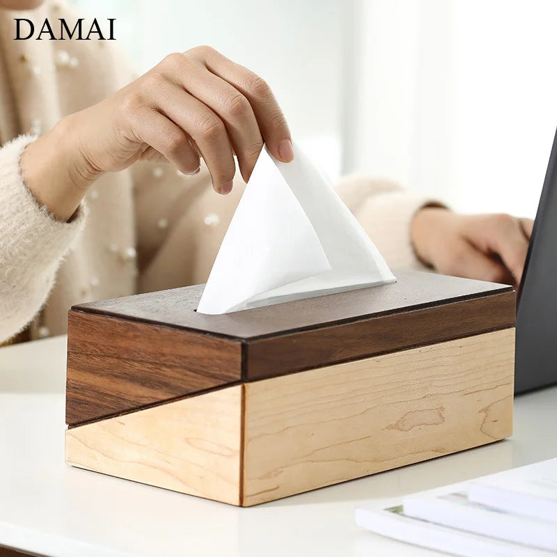 Black Walnut Napkins Holder American Simple Solid Wood Pumping Paper Storage Box Bedroom Tissue Boxes Living Room Decoration