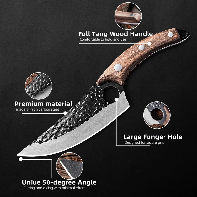 Handmade Forged Knife Kitchen knife Stainless Steel Full-Tang Butcher Boning Meat Cleaver Outdoor Hunting Camping Knife