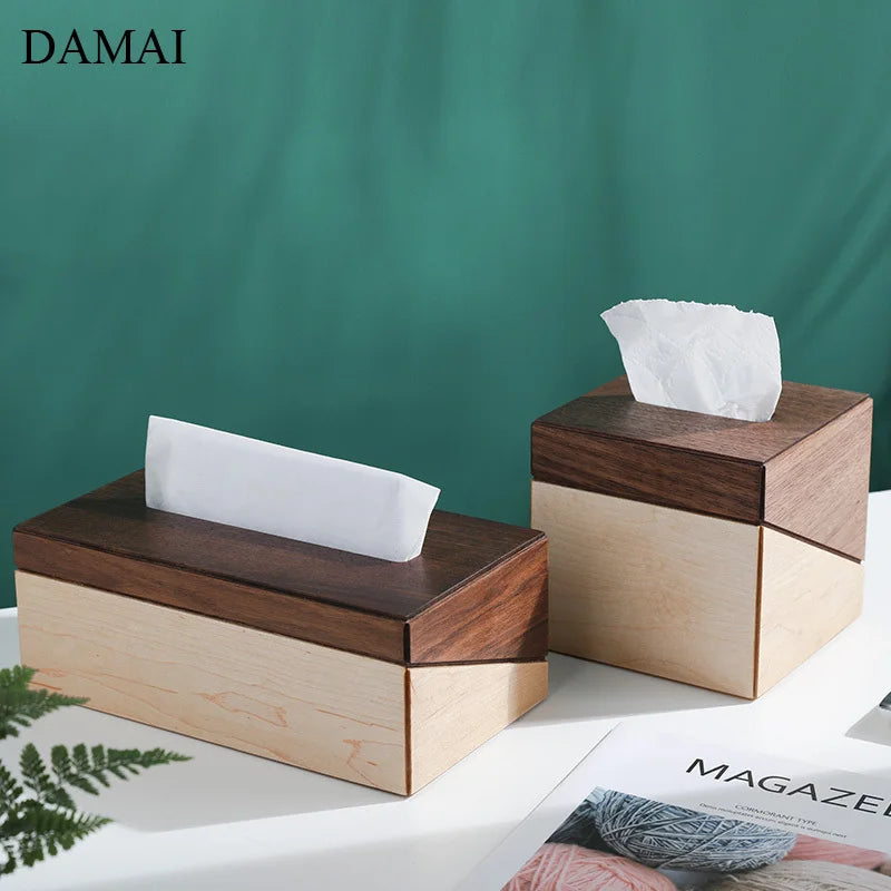 Black Walnut Napkins Holder American Simple Solid Wood Pumping Paper Storage Box Bedroom Tissue Boxes Living Room Decoration