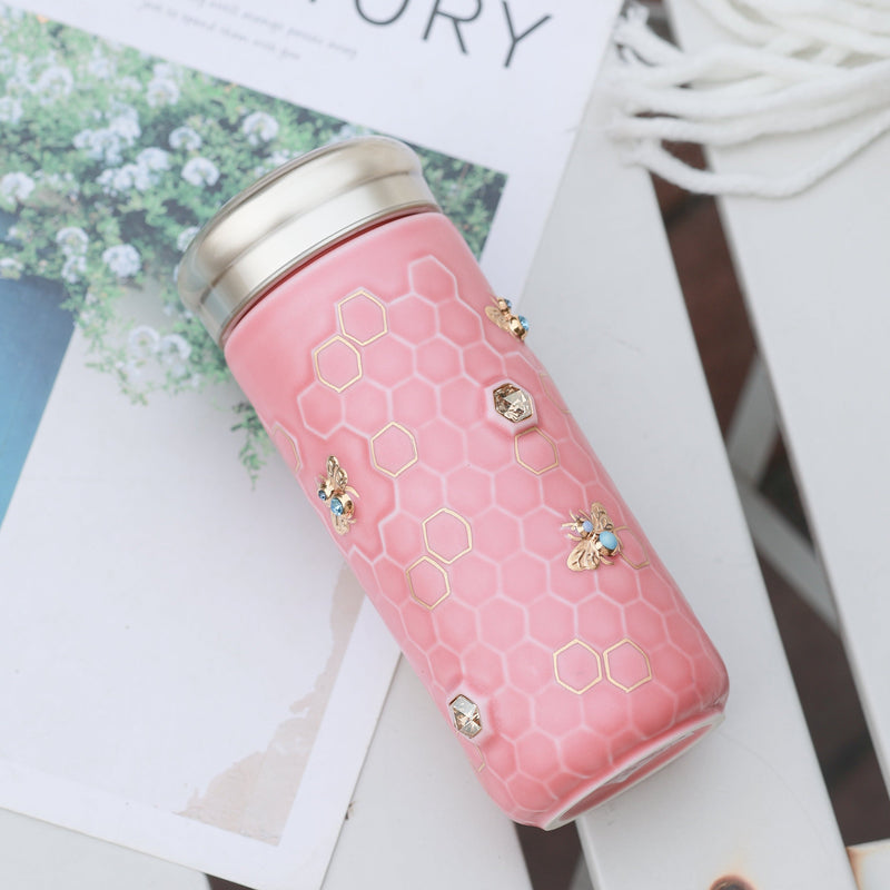 Honey Bee Travel Mug with Crystals-17