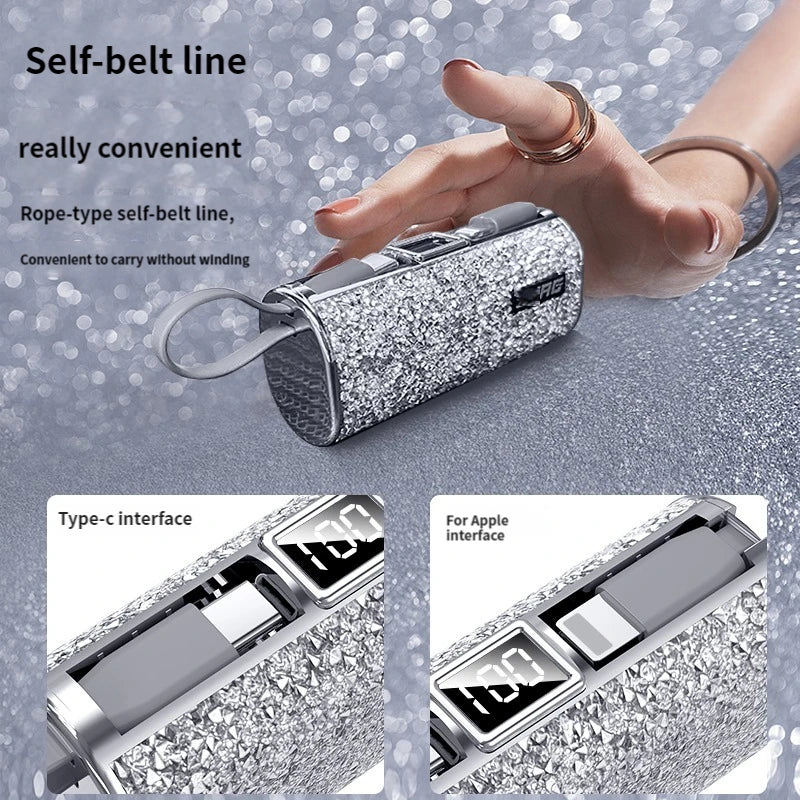 Power Bank Shiny Diamond Fashion High Quality 5000mAh Portable Charger Mobile Power Bank Power Banks Fast Charging