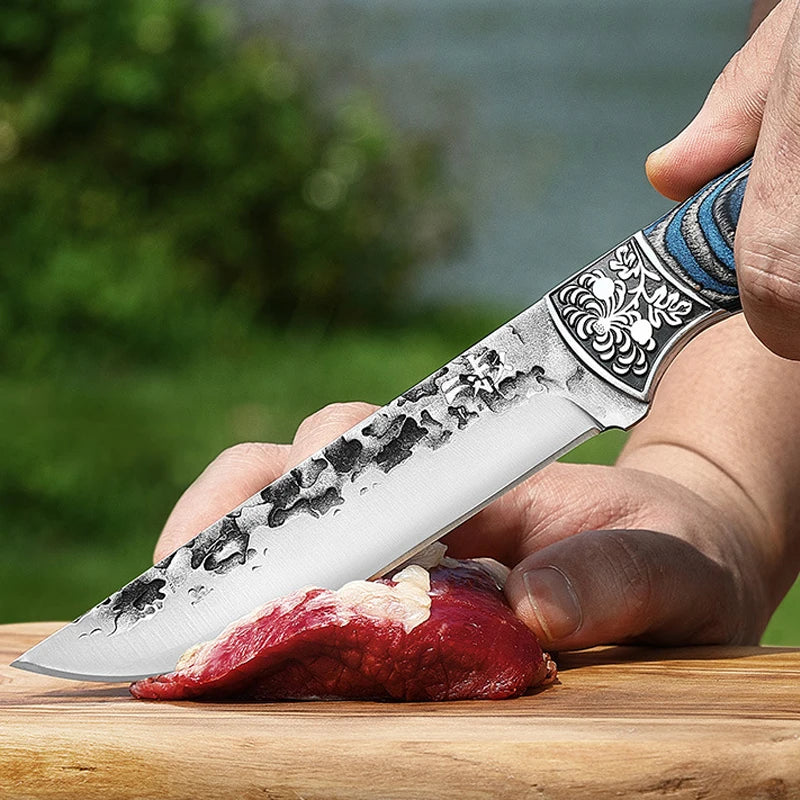 Stainless Steel Meat Cleaver Butcher Knife Forging Kitchen Knife Boning Knife Vegetable Slicing Knife with Sheath