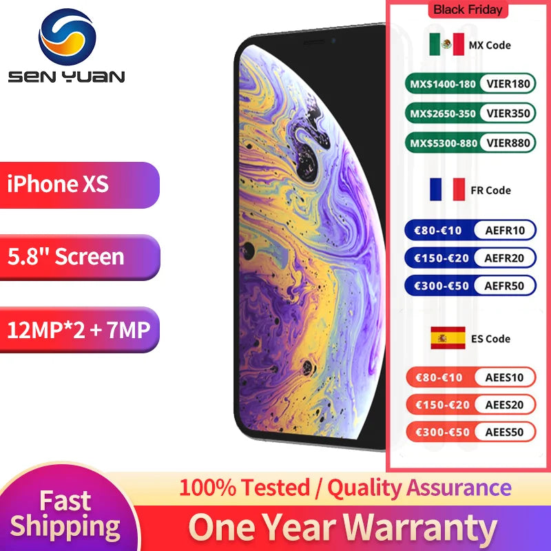 Original Apple iPhone XS CellPhone 5.8" RAM 4GB ROM 64GB/256GB IOS Smartphone Hexa Core A12 NFC LTE 4G Unlocked Mobile Phone