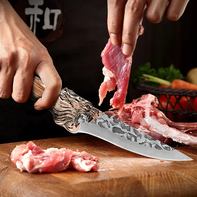 Forged Butcher Kitchen Chef Knife Set Stainless Steel Meat Fish Fruit Vegetables Slicing Boning Chopping Hunting Cleaver Knives