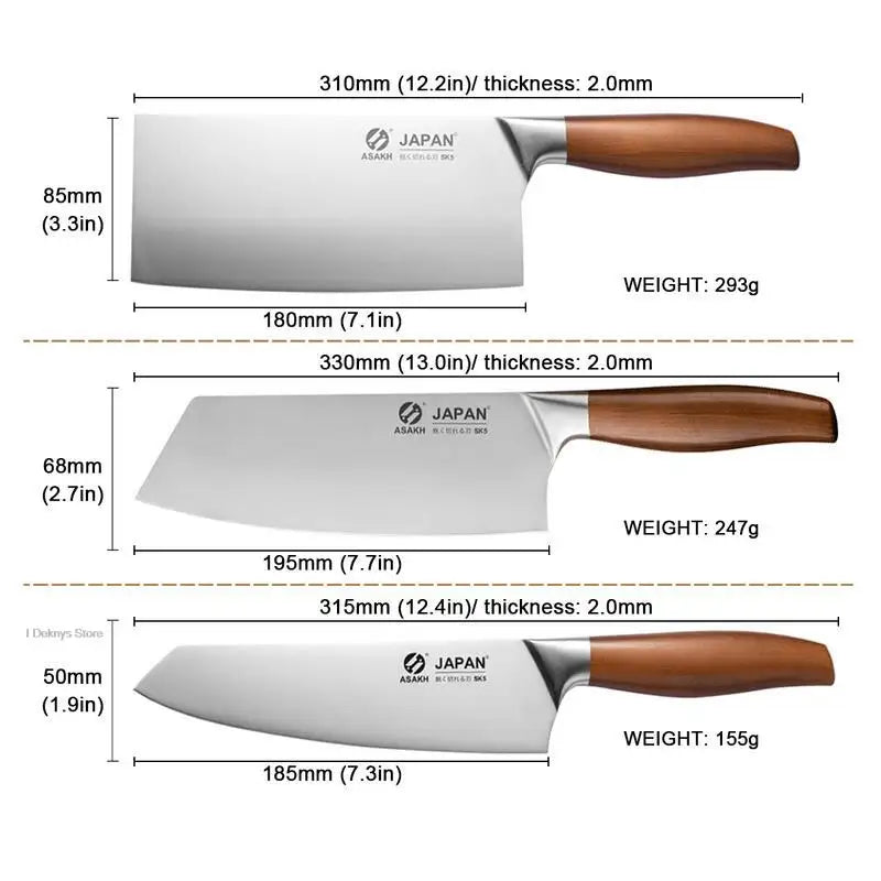 Kitchen Knife 3cr13 Stainless Steel Meat Chopping Cleaver Fish Vegetable Slicing Butcher Knife Wooden Handle Japanese Chef Knife