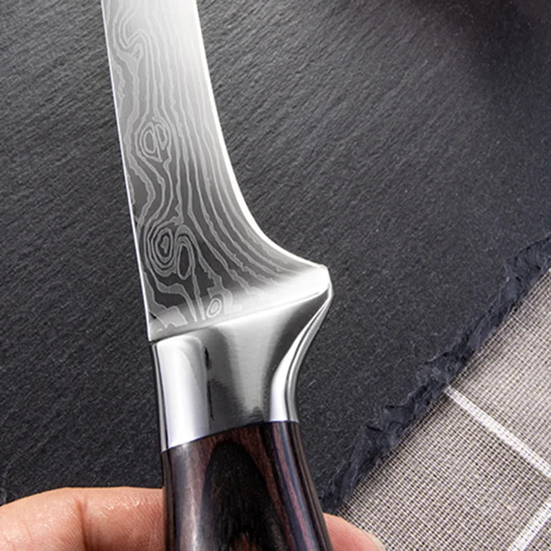 Kitchen Knife Boning Knife Damascus Laser Pattern Butcher Knife Stainless Steel Bone Meat Fruit Vegetables Fish Chef Knife