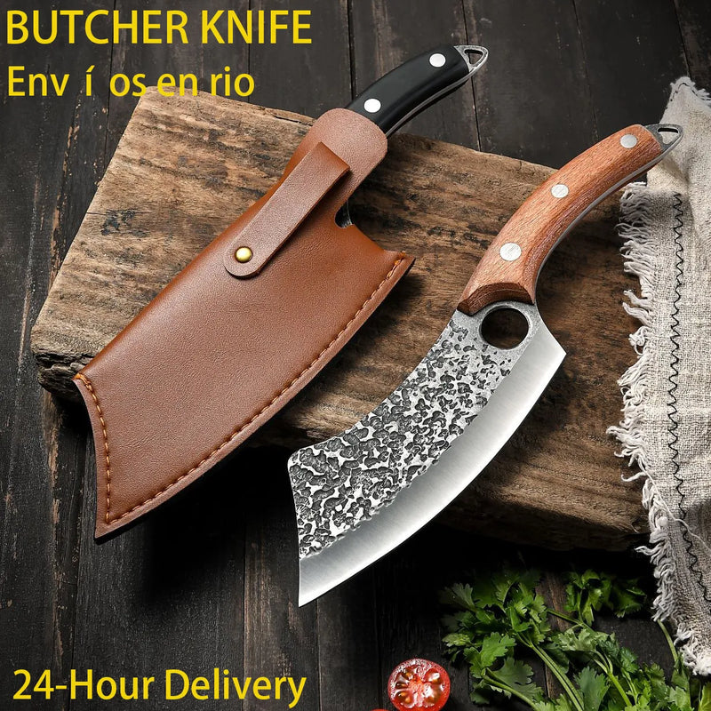 Chef Knife Forged Stainless Steel Butcher Outdoor Hunting Kitchen Meat Fishing Sashimi Boning Nakiri Knives Cleaver Machete Cut