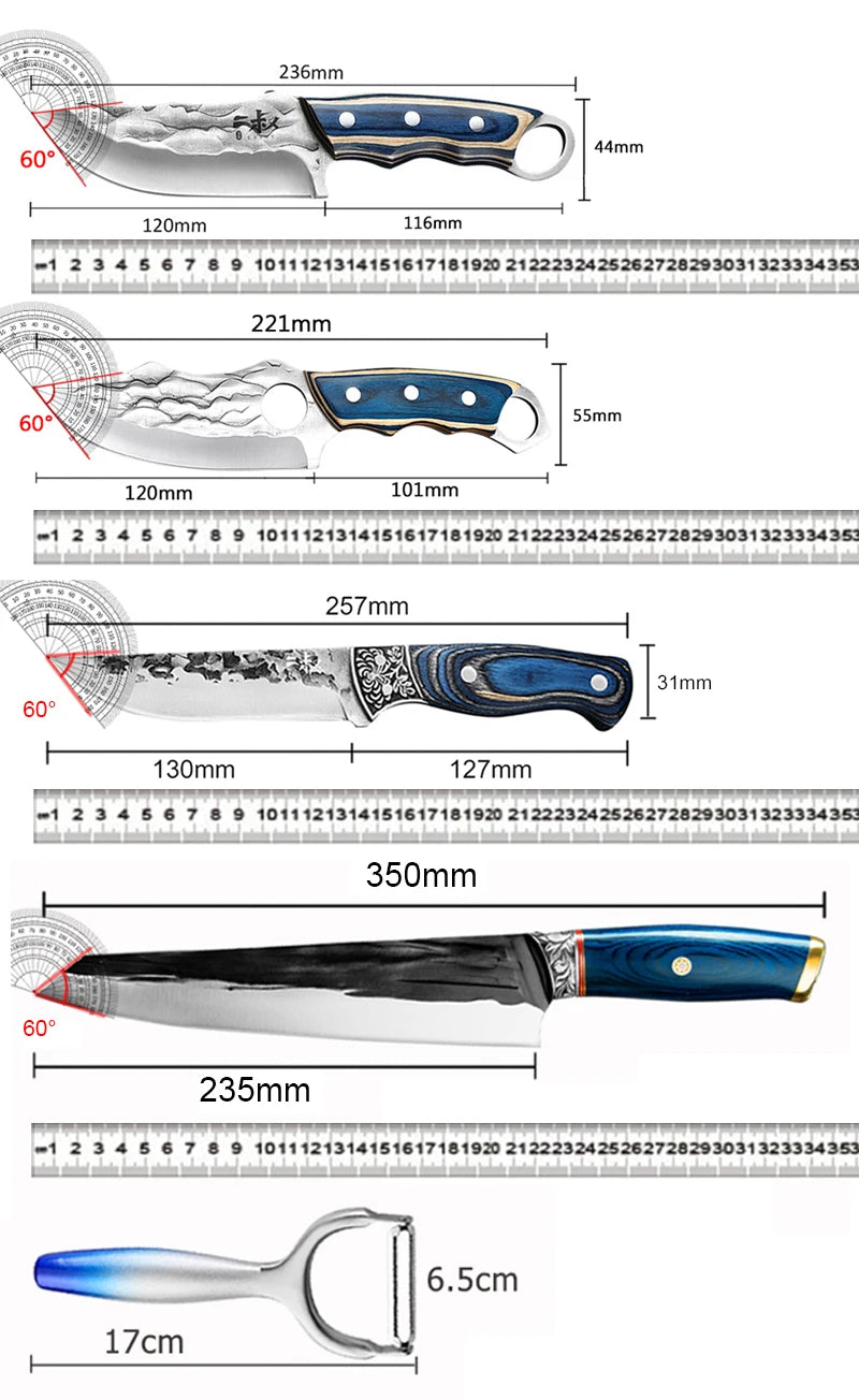 Kitchen Chef Knife Meat Cleaver Boning Knife Stainless Steel Peeler Hand-forged Slicing Butcher Knife