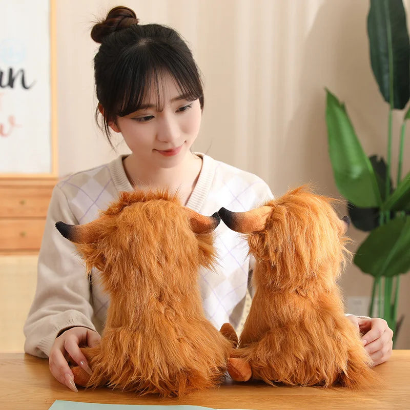 Lifelike Yak Plush Stuffed Animals Cattle Soft Doll Real-life Longhair Bull Toy Kids Toys Birthday Christmas Gift for Child