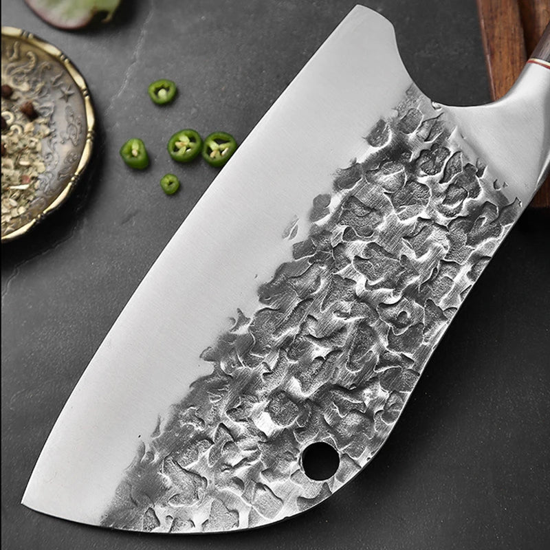 XITUO Serbian Knife Handmade Forged Broad Butcher Knife Stainless Steel Kitchen Chef  Fishing Meat Knife Fixed Outdoor Filleting