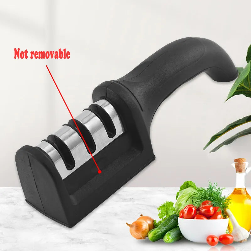 Knife Sharpener Handheld Multi-function 3 Stages Type Quick Sharpening Tool With Non-slip Base Kitchen Knives Accessories Gadget