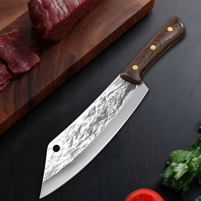 Hand Forged Blade Kitchen Knives Meat Cleaver Chopping Vegetables Butcher Boning Knife Wood Handle Stainless Steel Chef Knife