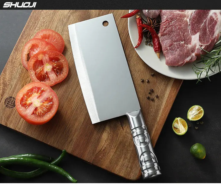 Shuoji Stainless Steel Chinese Cleaver Chopping Kitchen Knife Chef Butcher Knives Fish Meat Vegetables Cutlery Cooking Tools