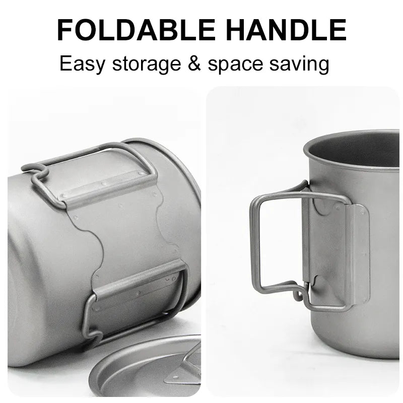 Camping Mug Titanium Cup Tourist Tableware Picnic Utensils Outdoor Kitchen Equipment With Tableware Travel Cooking Cookware Cup