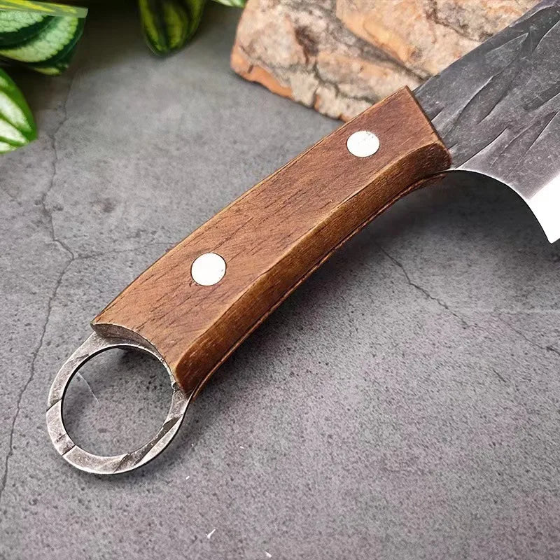 Forged Stainless Steel Boning Knife Meat Cleaver Butcher Vegetable Slicing Knife Fish Knife Small Kitchen Knives Wooden Handle