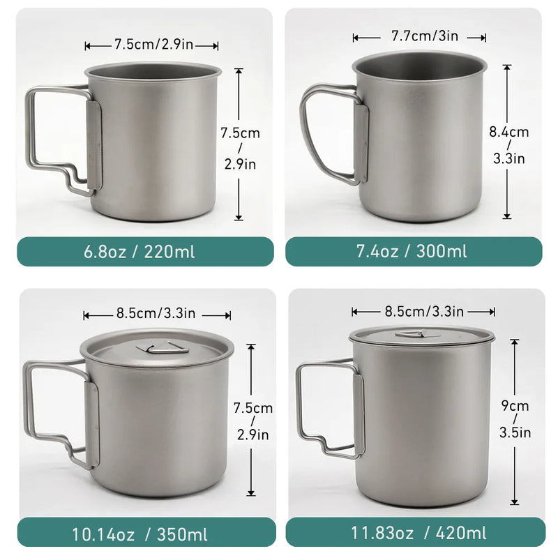 Camping Mug Titanium Cup Tourist Tableware Picnic Utensils Outdoor Kitchen Equipment With Tableware Travel Cooking Cookware Cup