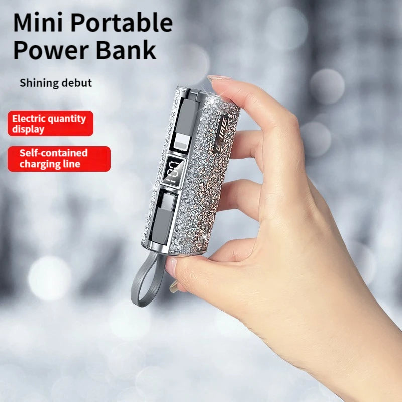 Power Bank Shiny Diamond Fashion High Quality 5000mAh Portable Charger Mobile Power Bank Power Banks Fast Charging