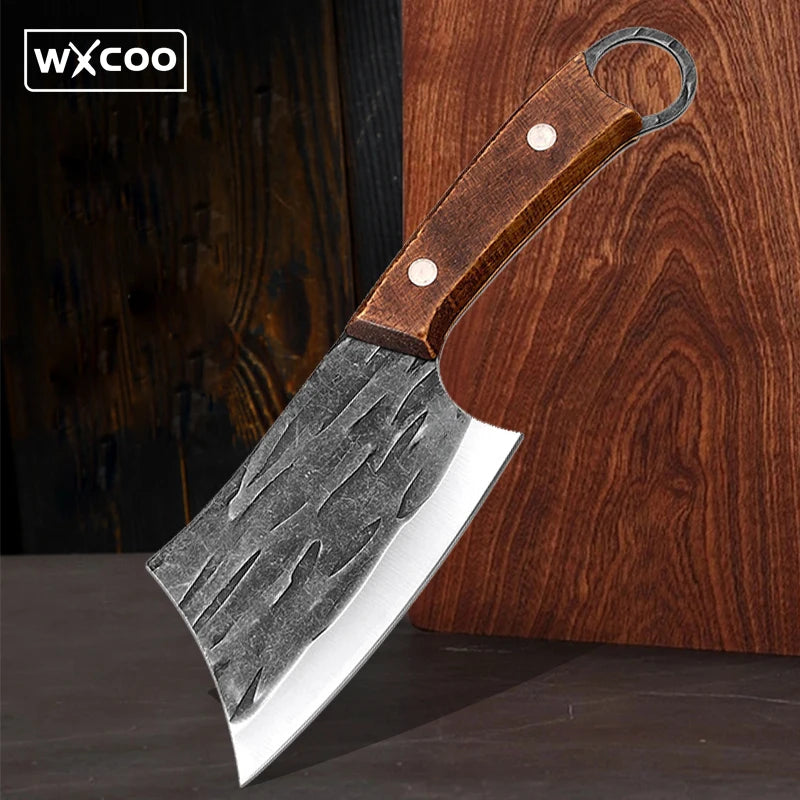 Forged Stainless Steel Boning Knife Meat Cleaver Butcher Vegetable Slicing Knife Fish Knife Small Kitchen Knives Wooden Handle