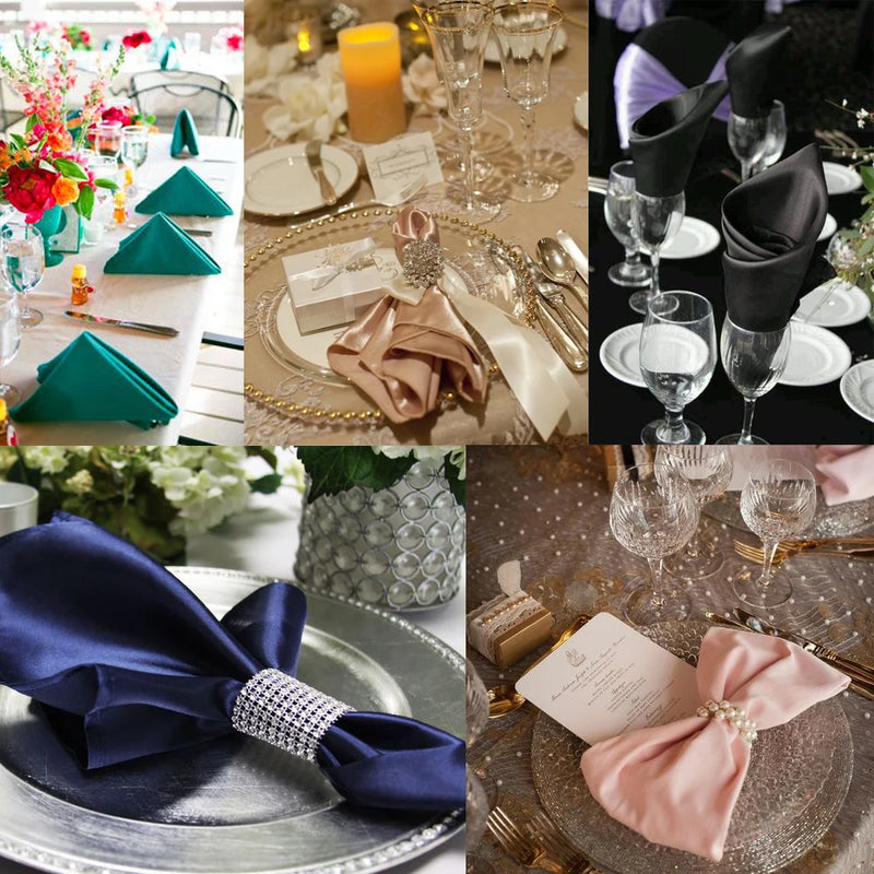 50pcs Napkins Wedding Decoration Cloth Square Satin Fabric Handkerchief Napkin Party Home Supplies Dinner Table Decoration 30cm