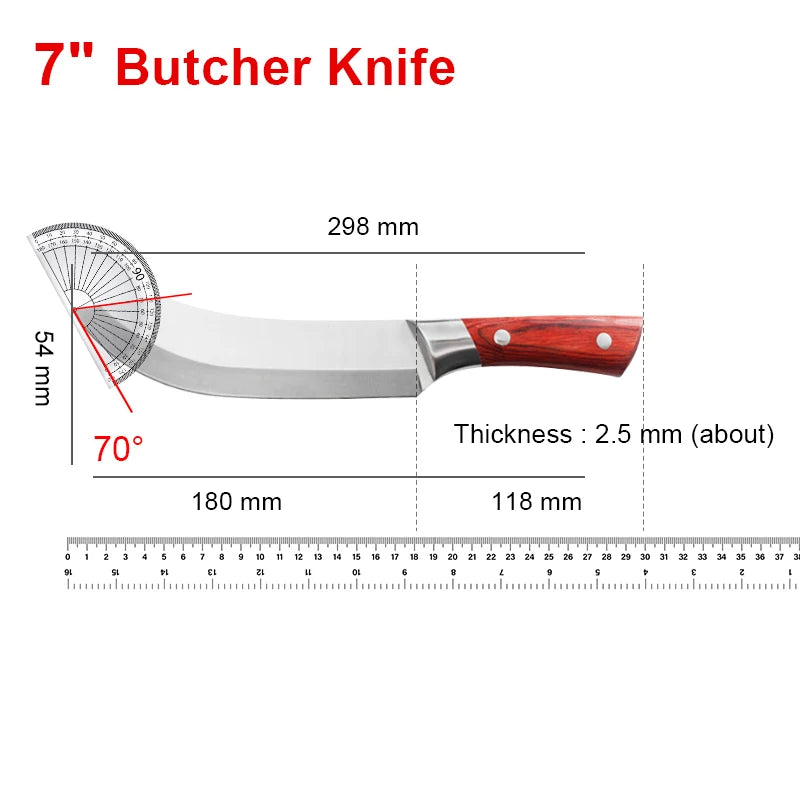 Chef Knife Stainless Steel Boning Knife Butcher Knife Razor Sharp Cleaver Kitchen Knife High Caebon Meat Cleaver Slicing Knife