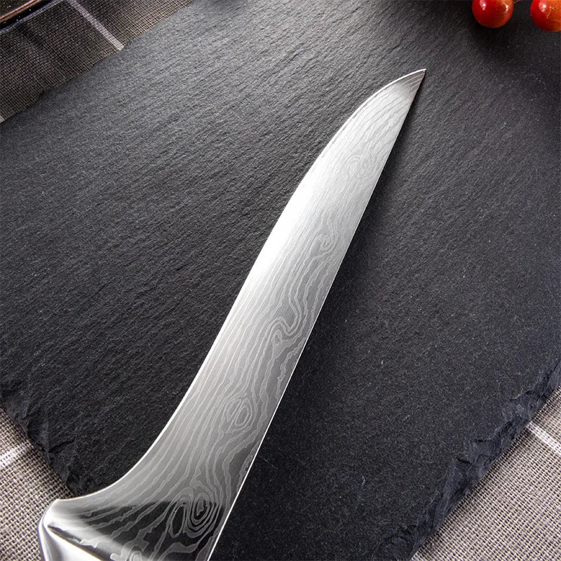 Kitchen Knife Boning Knife Damascus Laser Pattern Butcher Knife Stainless Steel Bone Meat Fruit Vegetables Fish Chef Knife