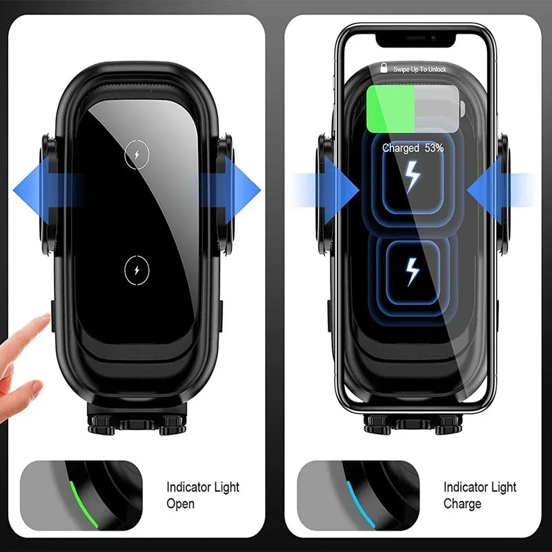 Dual Coil Wireless Car Charger 15W Qi Fast Charging Auto-Clamping  Mounts & Holder for Samsung IPhone  Auto Accessories