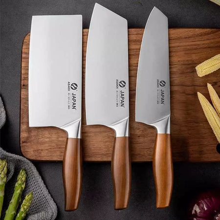 Kitchen Knife 3cr13 Stainless Steel Meat Chopping Cleaver Fish Vegetable Slicing Butcher Knife Wooden Handle Japanese Chef Knife