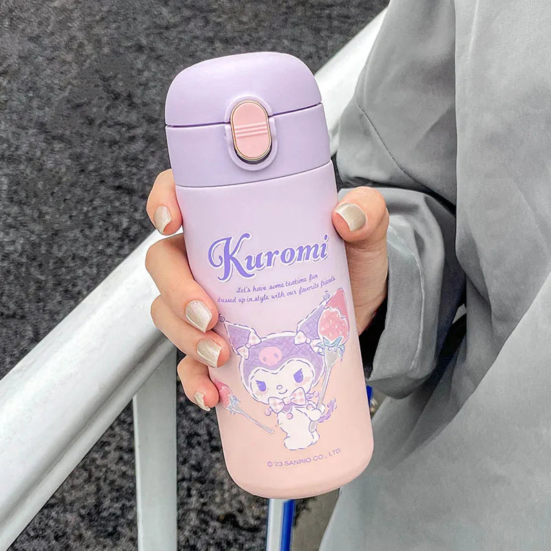 400Ml Anime Sanrio Kuromi Anime Kids Thermos Mug Kawaii Girl Milk Mug Sports Water Bottle Coffee Cup Water Bottle Christmas Gift