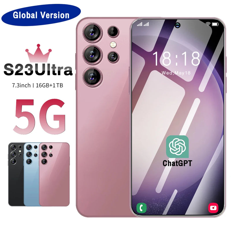 Brand New Original S23 Ultra Smartphone 7.3 Inch HD Full Screen Face ID 16GB+1TB Mobile Phones Global Version 4G 5G Cell Phone