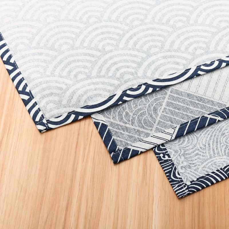 Japanese Table Napkins For Plates Wave Plaid Placemat Dinner Bento Wrap Cloth Handkerchief table Decoration 70*40cm Tablecloth