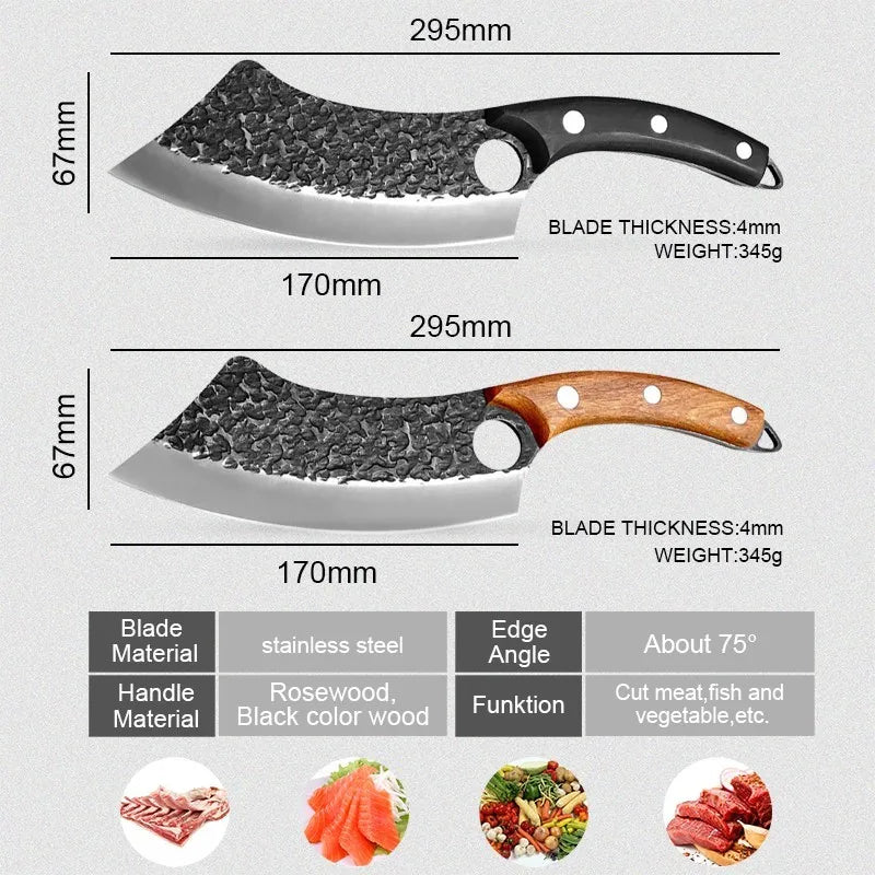 Chef Knife Forged Stainless Steel Butcher Outdoor Hunting Kitchen Meat Fishing Sashimi Boning Nakiri Knives Cleaver Machete Cut