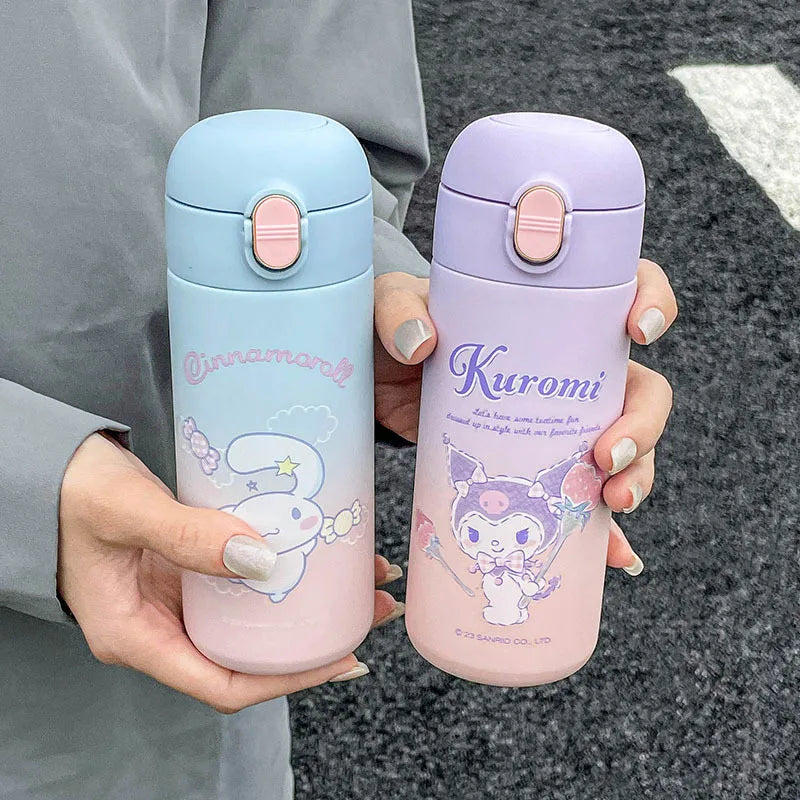 400Ml Anime Sanrio Kuromi Anime Kids Thermos Mug Kawaii Girl Milk Mug Sports Water Bottle Coffee Cup Water Bottle Christmas Gift