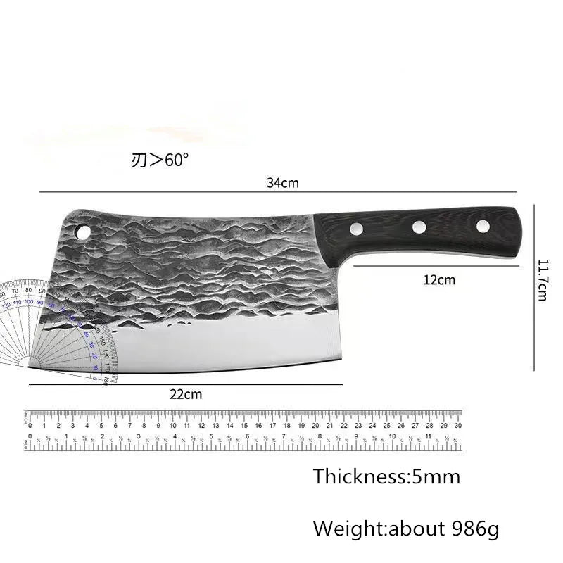 1 KG Chopping Knife 5mm Thickened Handmade Forged Kitchen Bone Knife Butcher Durable Hard Blade Chopper Kithen Knife Cleaver