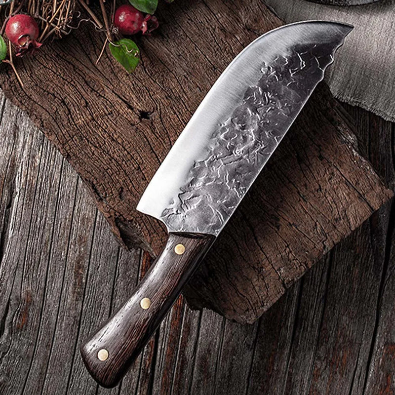 Hand Forged Blade Kitchen Knives Meat Cleaver Chopping Vegetables Butcher Boning Knife Wood Handle Stainless Steel Chef Knife