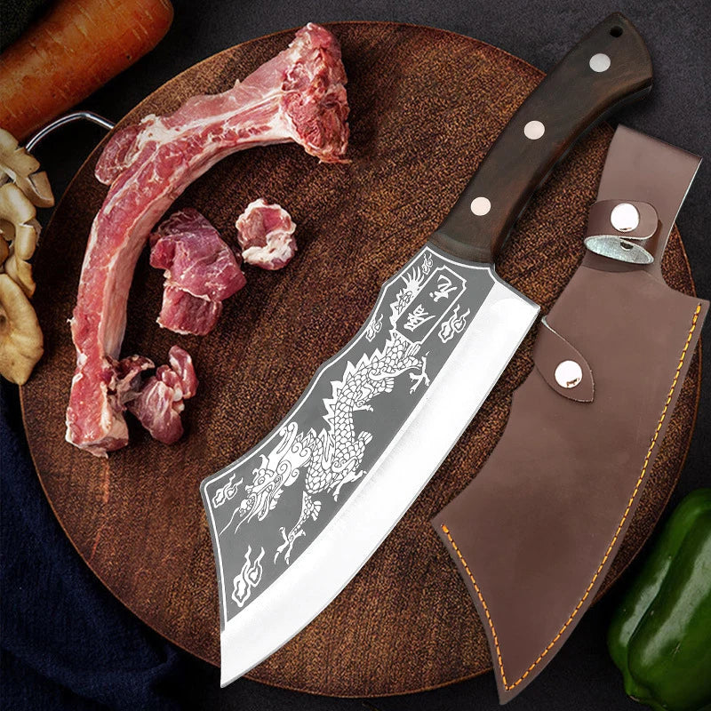 High-Carbon Steel Butcher Knife Kitchen Chopper Chef Slicing Fishing BBQ Knife Handmade Forged Cutter Meat Cleaver