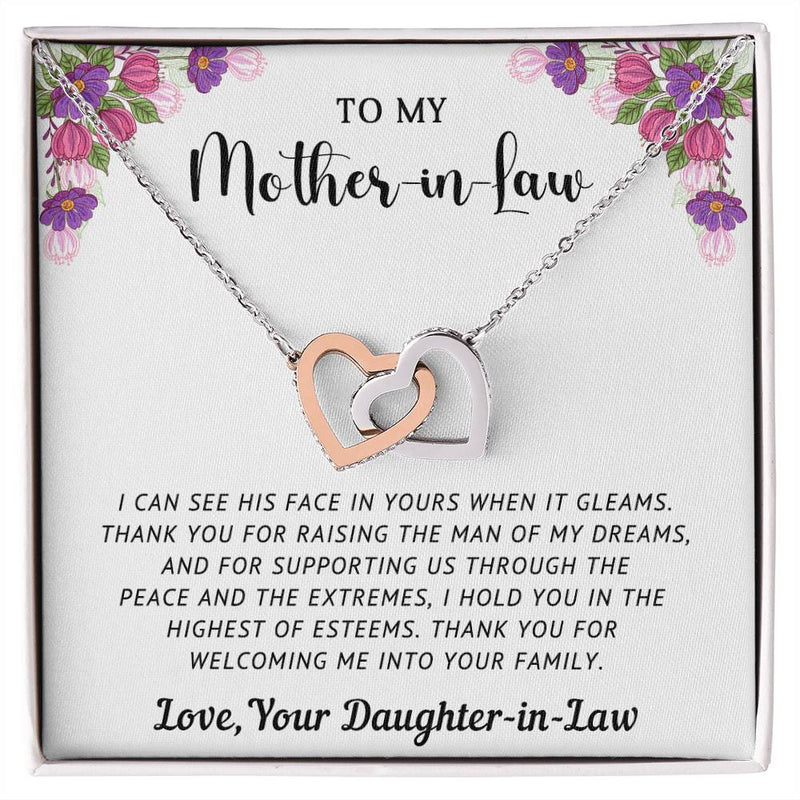 TO MY MOTHER-IN-LAW - MOTHER'S DAY BEST GIFT - INTERLOCKING HEARTS NECKLACE