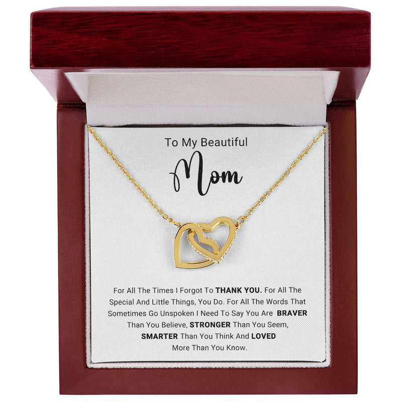 TO MY MOM - HAPPY MOTHER'S DAY - INTERLOCKING HEARTS NECKLACE